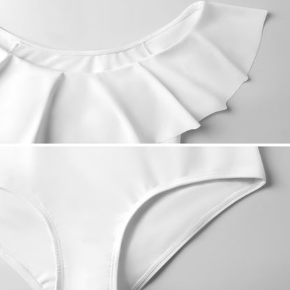 Leather & Hide Off-Shoulder Ruffle One-Piece Swimsuit