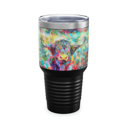 Salty Mustang Co. Highland Cow Multi-Color Ringneck Tumbler, 30oz