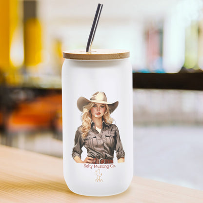 Alpine Cowgirl Frosted Glass Cup