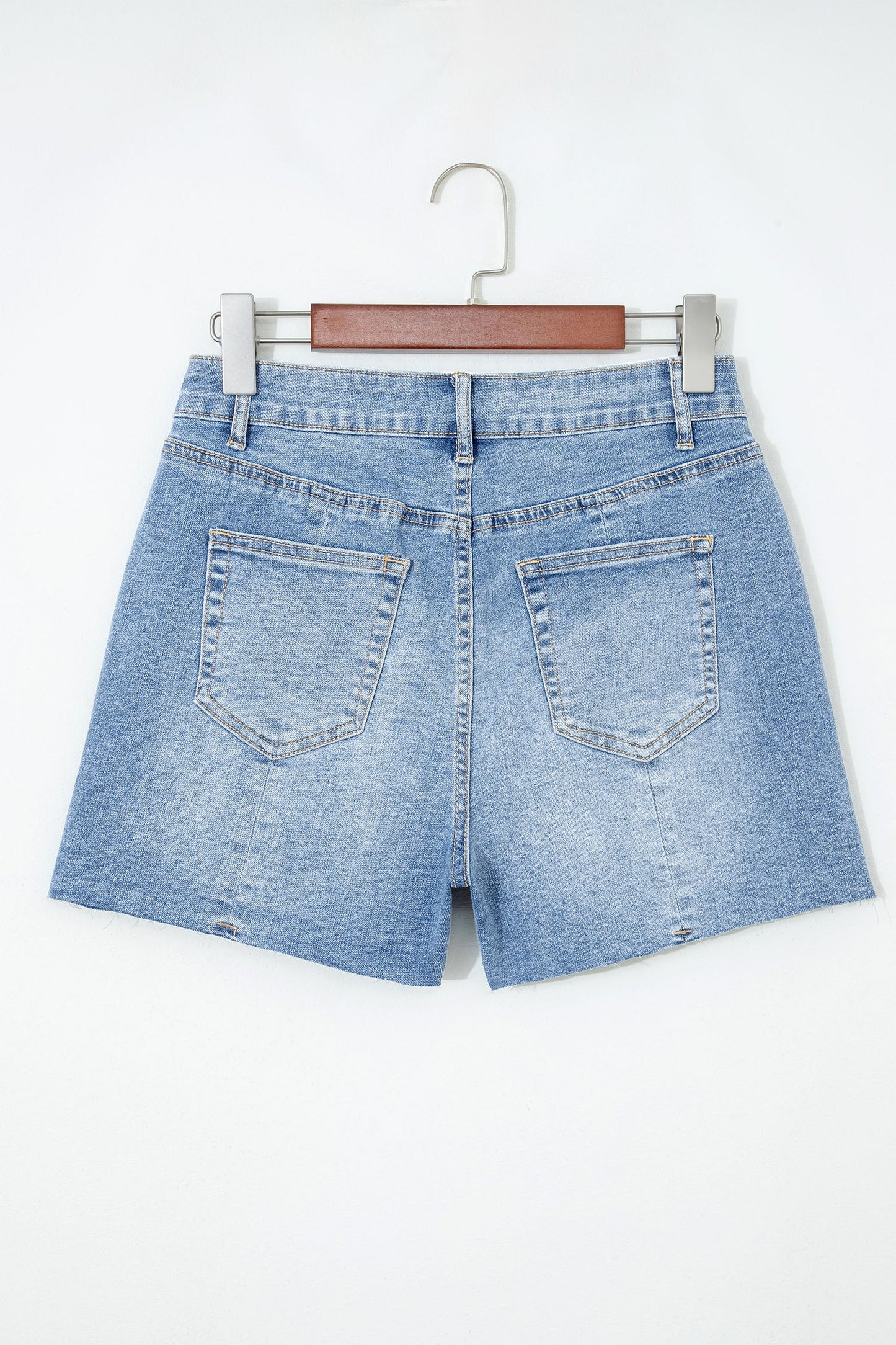 Acid Wash Denim Raw Hem Shorts