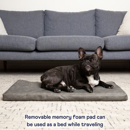 PupProtector™ Faux Cool-to-Touch Vegan Leather Memory Foam Dog Car Bed - Slate Gray