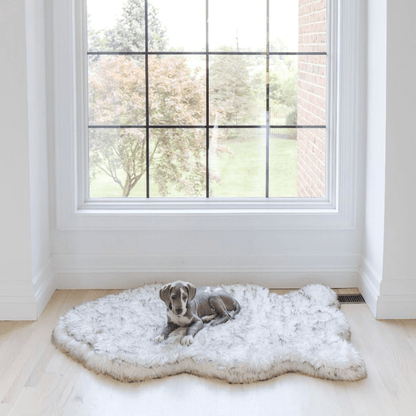 PupRug by Paw.com® Faux Fur Orthopedic Dog Bed - Curve White with Brown Accents