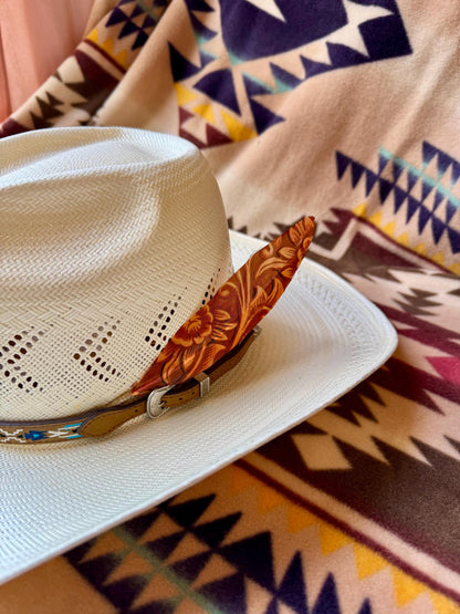 Tooled Scroll Western Hat Feather