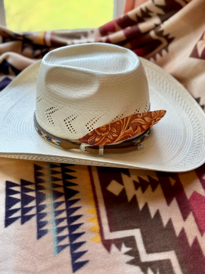 Tooled Scroll Western Hat Feather