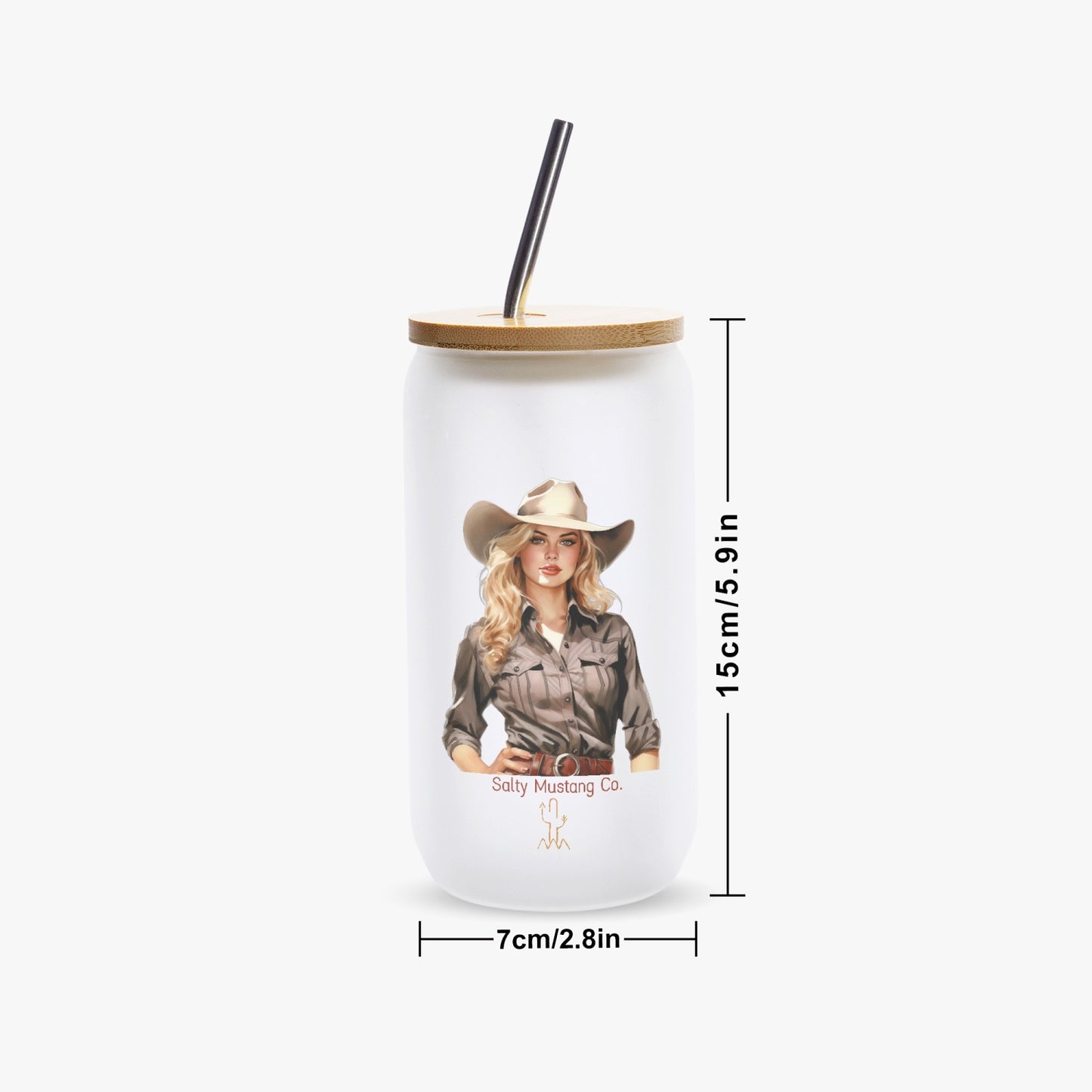 Alpine Cowgirl Frosted Glass Cup