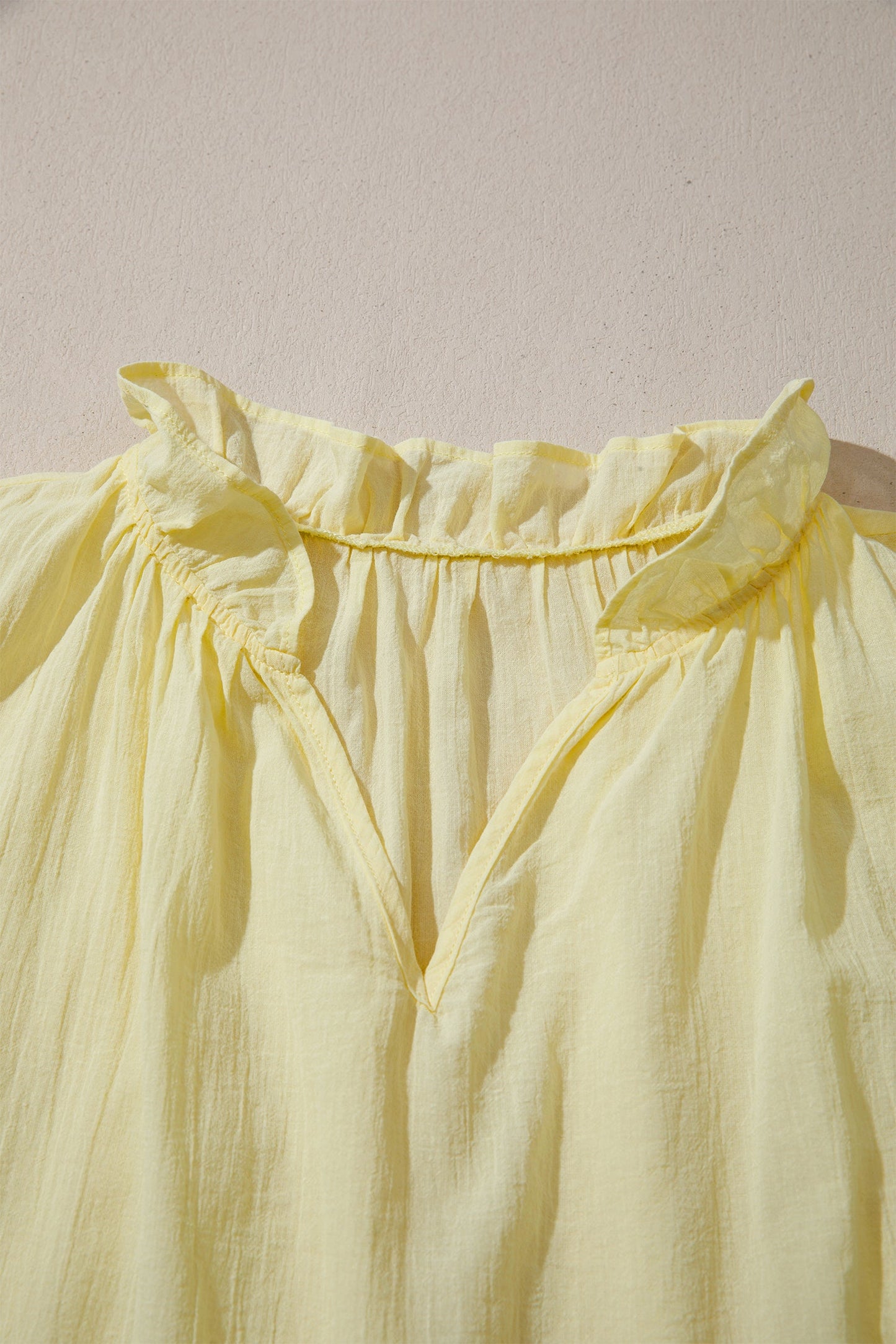 Solid Ruffle Trim V-Neck Sleeveless Top