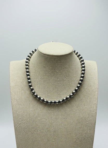 8mm Sterling Pearl Necklace — 14 inch