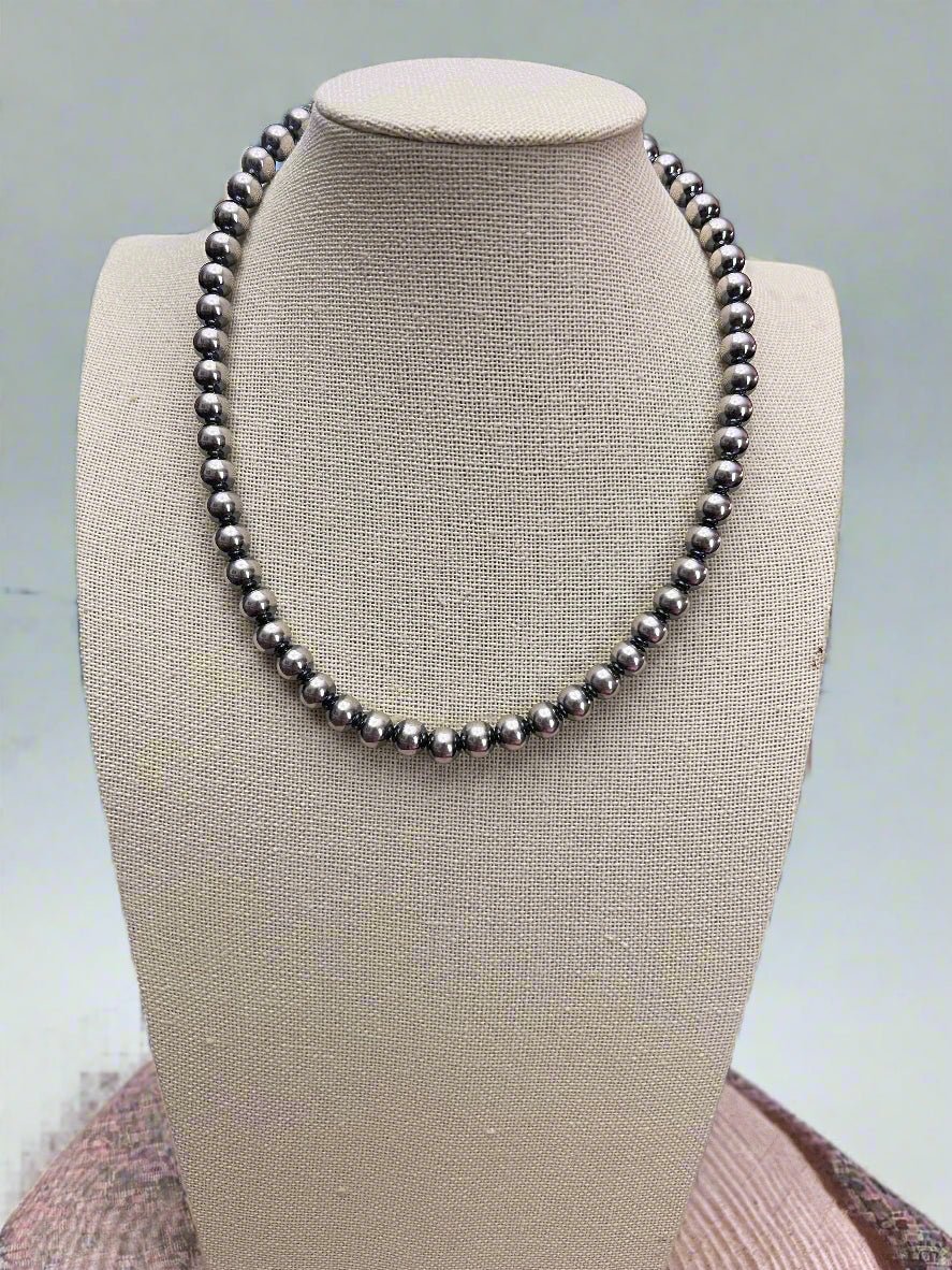 8mm Sterling Pearl Necklace — 16 inch