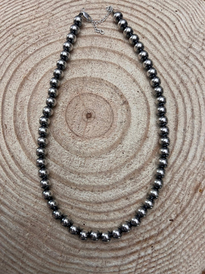 8mm Sterling Pearl Necklace — 16 inch