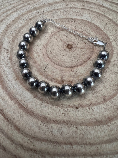 8mm Sterling Pearl Bracelet — 6.5 inch