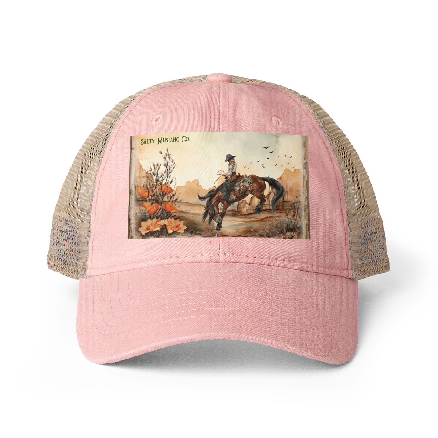 Canyon Flower Women's Washed Mesh-Back Cap With Concealed Ponytail Opening