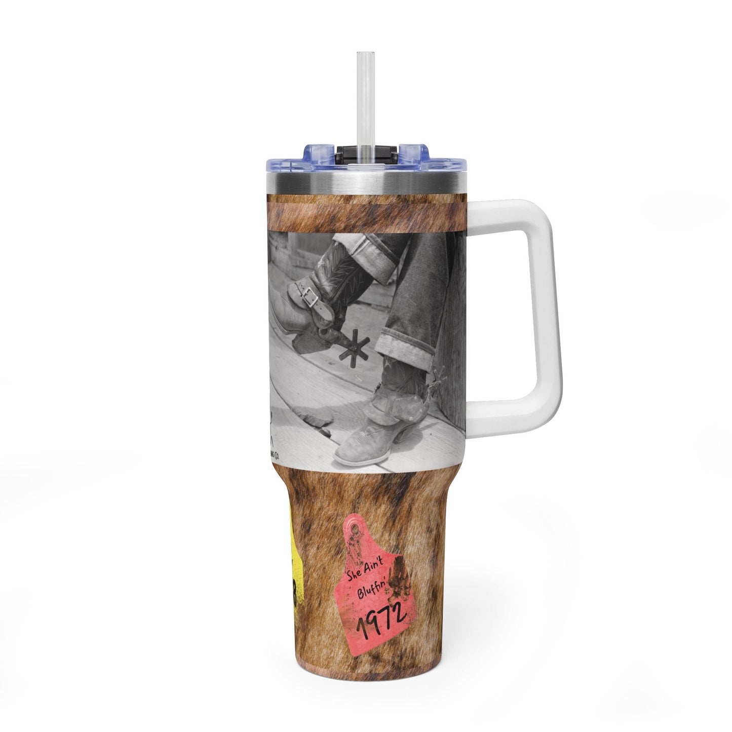Vintage Soda Break Spurs & Ear Tags Vacuum Thermal Tumbler, 40oz