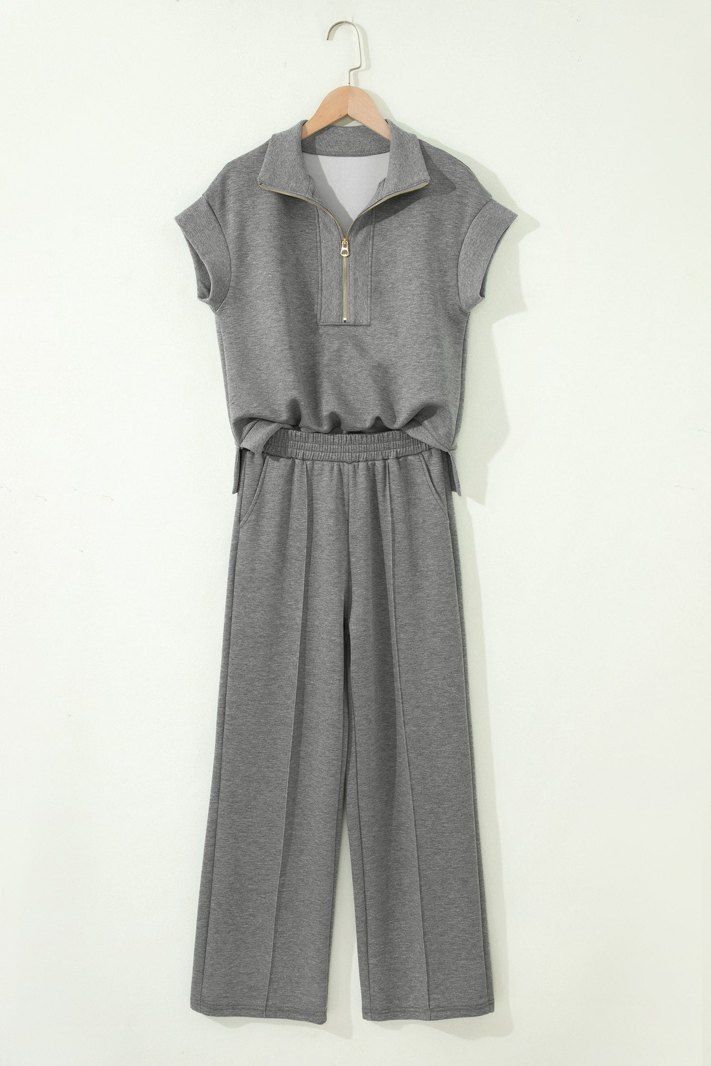 Half Zip Polo Tee & High Waist Pant Set