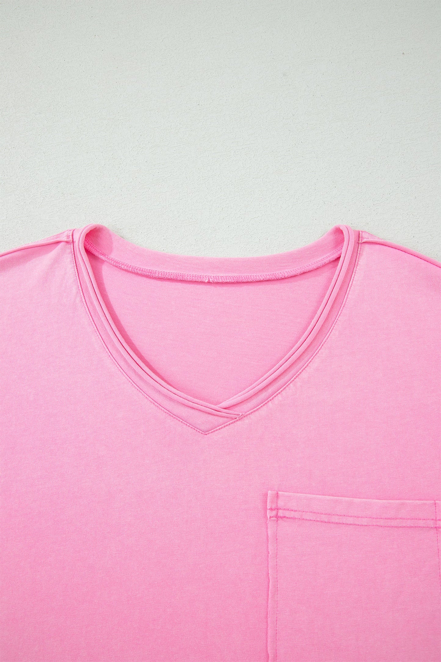 Plus Size Mineral Wash Raw Edge V-Neck Tee