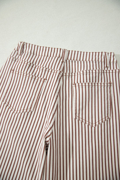 Stripe Denim High Waist Barrel Leg Jeans
