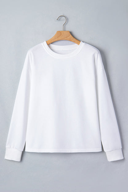 Solid Drop Shoulder Long Sleeve Top