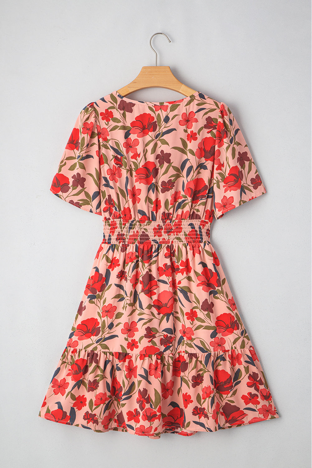Floral Wrap V-Neck Short Sleeve Mini Dress