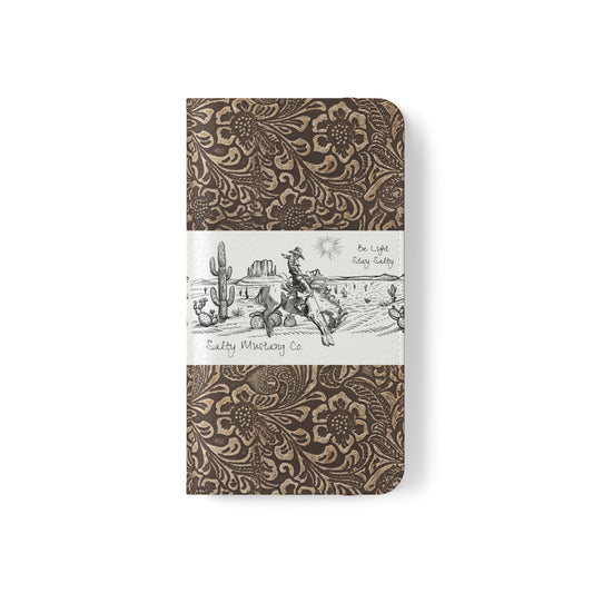 West Texas Bronc Rider, Leather Print Flip Cases - Android