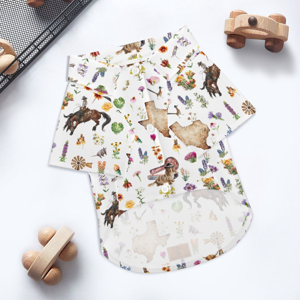 Spring Time In Texas Button Down Pet Shirt