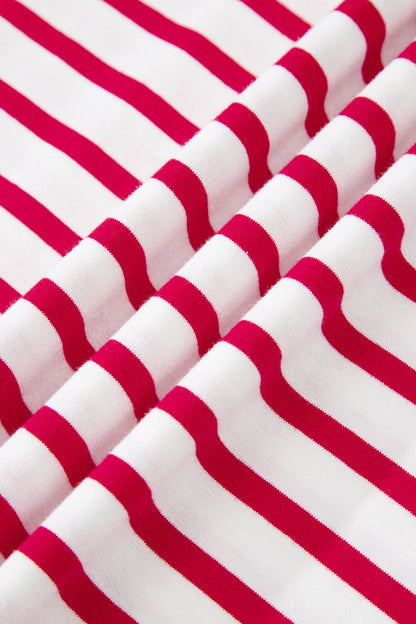 Stripe Scallop Trim Round Neck T-Shirt