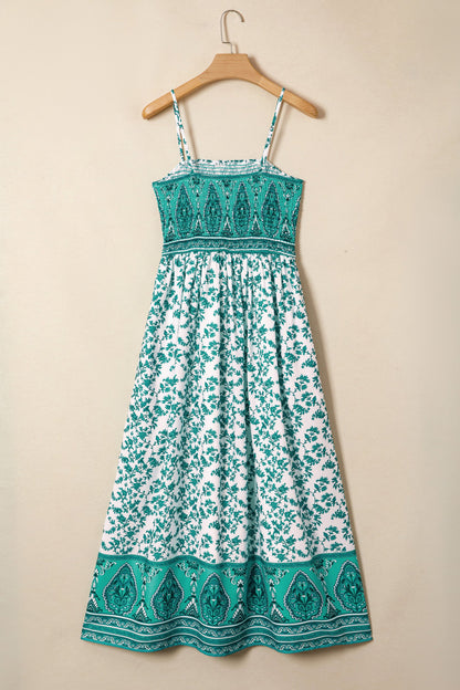 Floral Boho Shirred Cami Maxi Dress