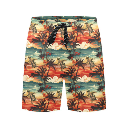 Vintage Paniolo Sunset Men's Mid-Length Beach Shorts