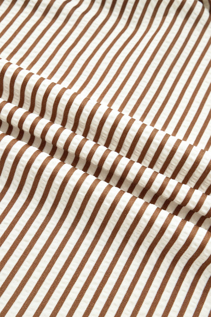 Plus Size Stripe Flutter Sleeve V-Neck Maxi Dress