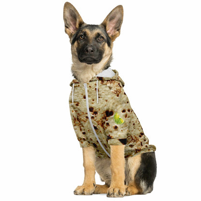 Tortilla Print with Lime Fashion Dog Zip-Up Hoodie