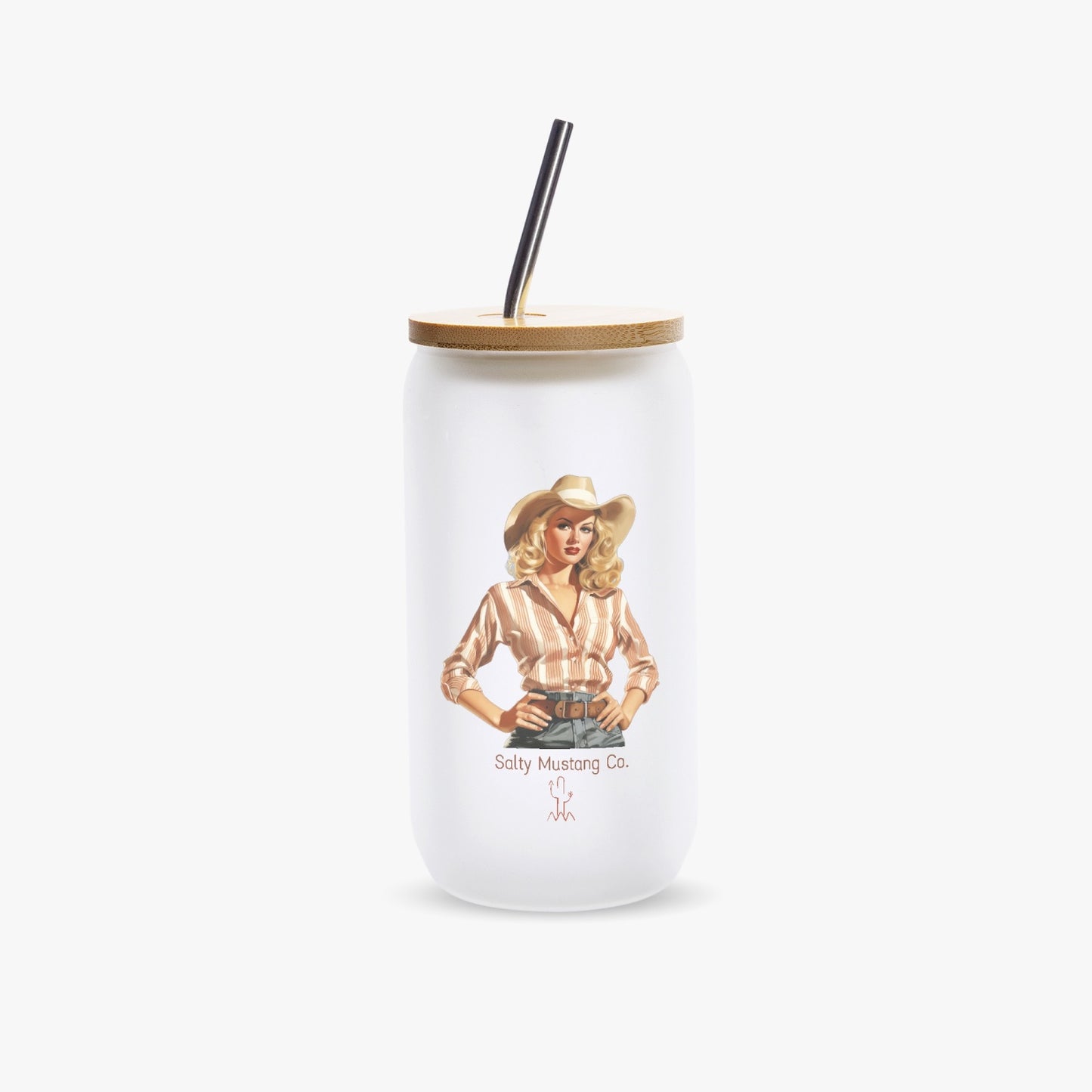 Pecos Cowgirl Frosted Glass Cup