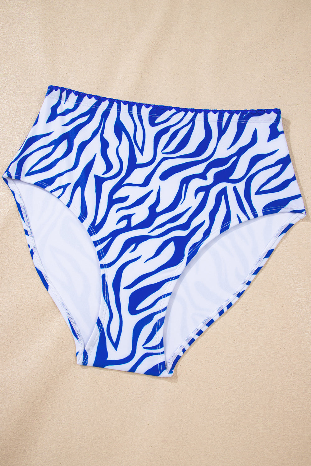 Shell Stitch Trim Textured High Waist Bikini Set