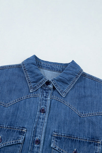 Western Denim Patch Pockets Long Sleeve Shirt