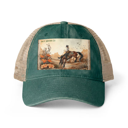 Canyon Flower Women's Washed Mesh-Back Cap With Concealed Ponytail Opening
