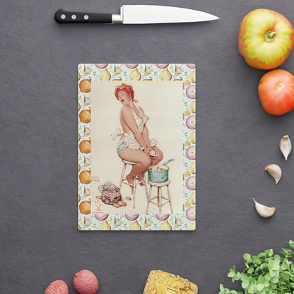 I'm Not Crying, You're Crying "Hilda" Cutting Onions Glass Cutting Board