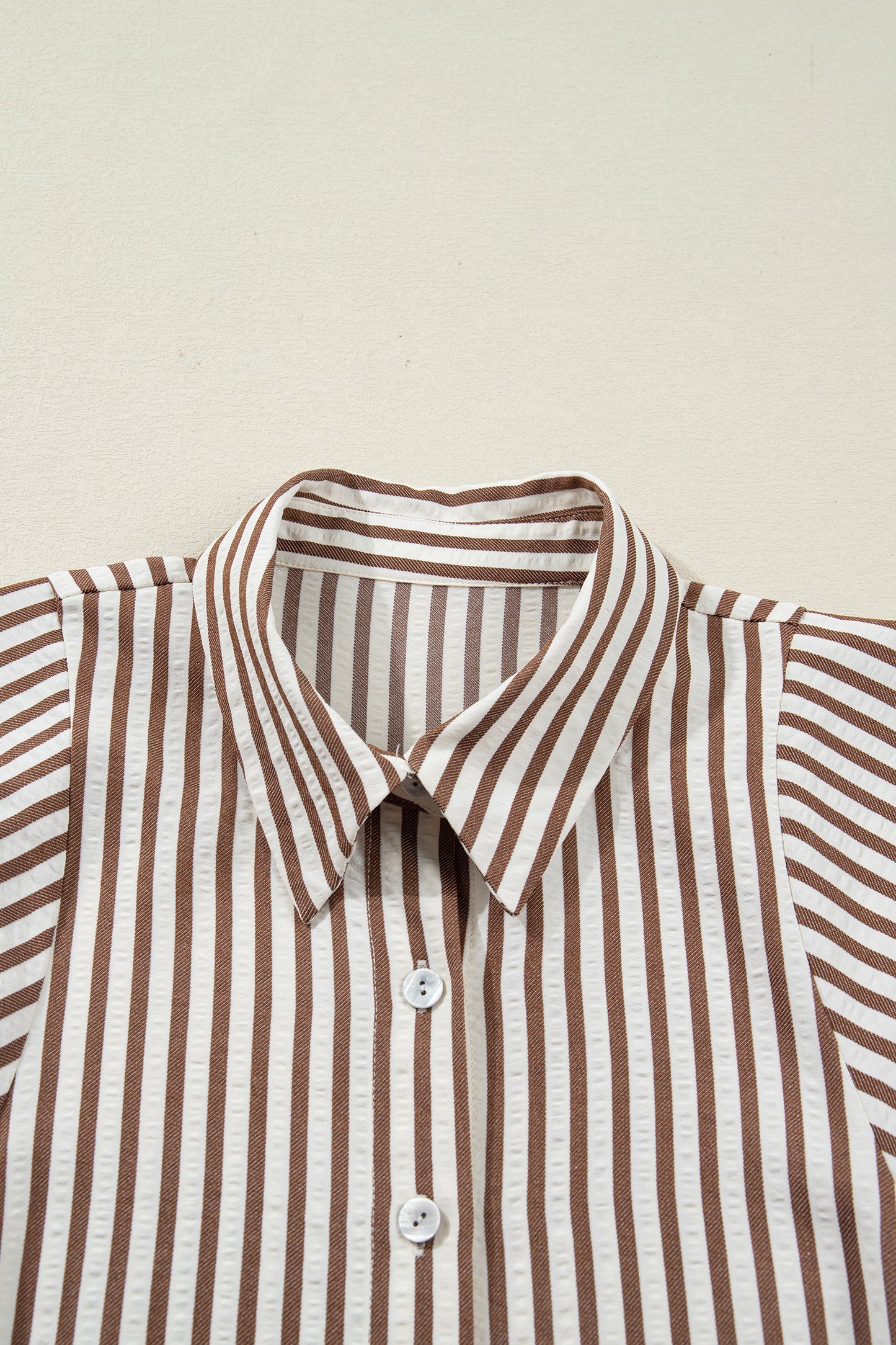 Stripe Tie Waist Puff Sleeve Mini Shirt Dress