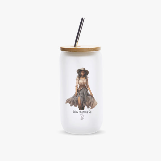 Laredo Cowgirl Frosted Glass Cup