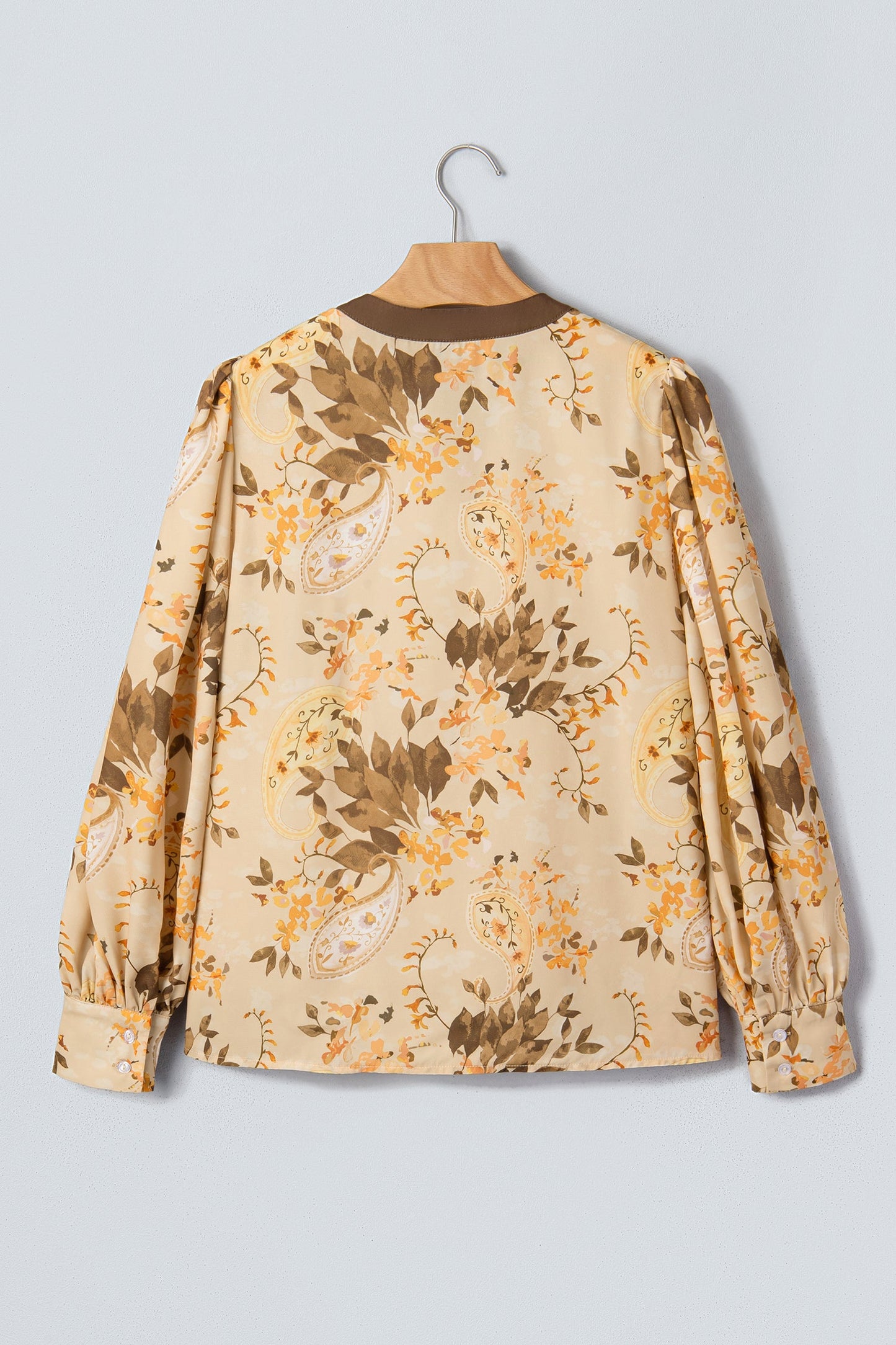 Paisley Tie Neck Long Sleeve Blouse