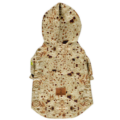 Tortilla Print with Lime Fashion Dog Zip-Up Hoodie