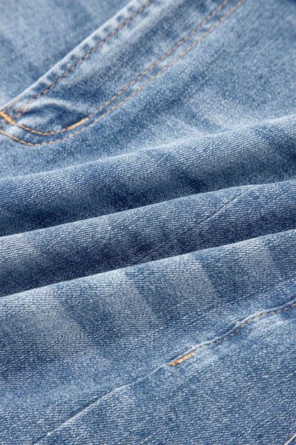Acid Wash Denim Raw Hem Shorts