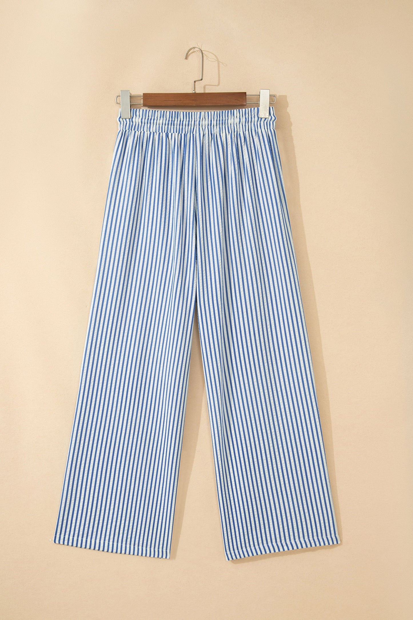 Stripe Drawstring Elastic Waist Wide Leg Pants