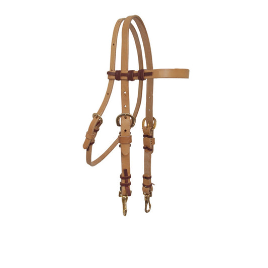 2033 1/2" Straight browband headstall harness leather cowboy ties brass hardware with snaps