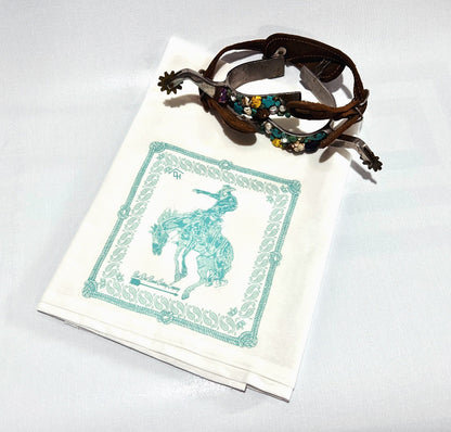 Bandana Bronc Dish Towel Turquoise