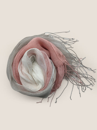 100% Linen Gradient Fringed Light Scarf