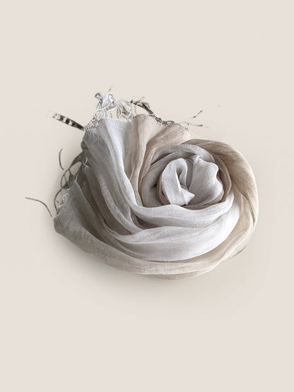 100% Linen Gradient Fringed Light Scarf