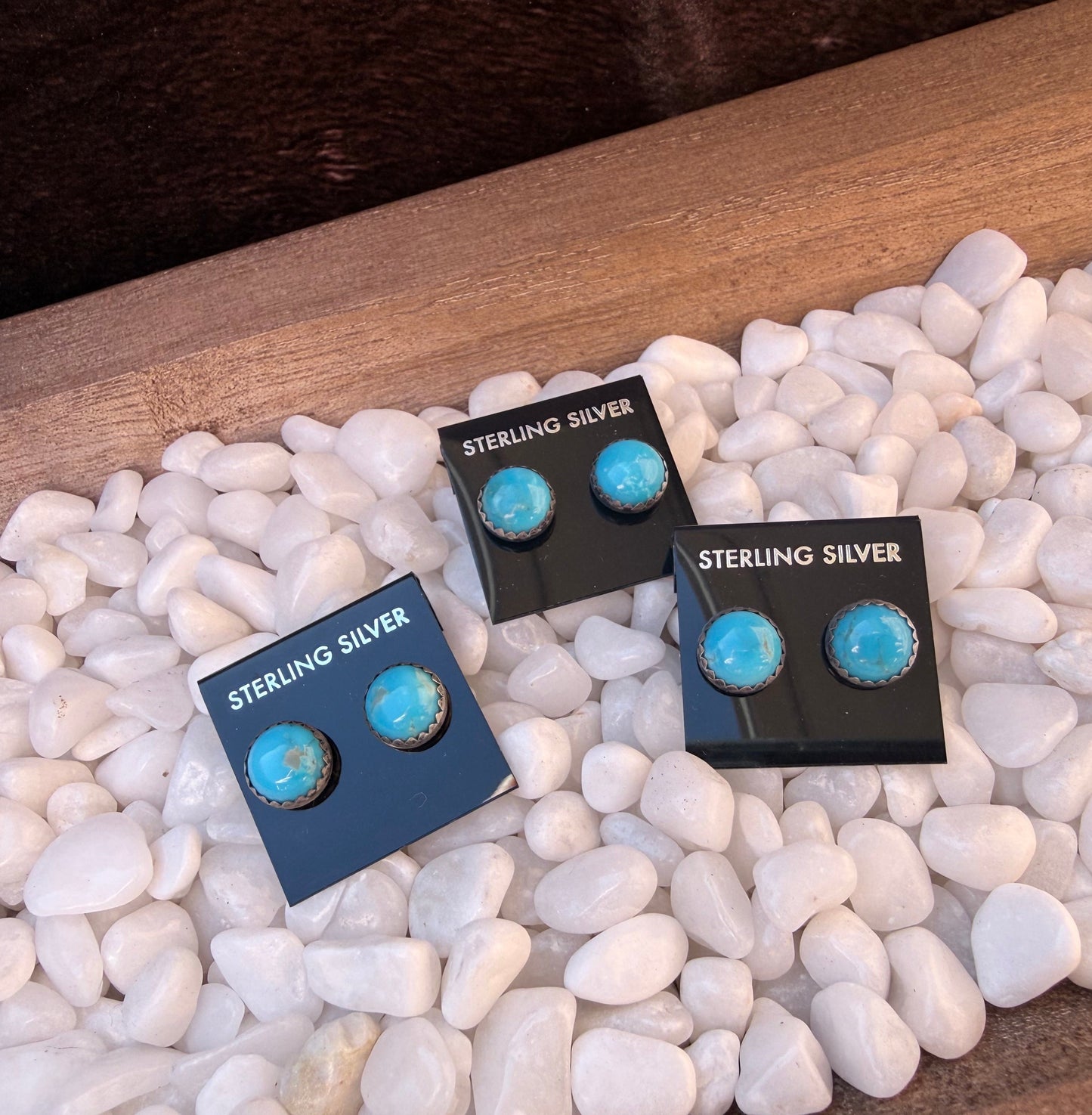 Round Kingman Turquoise Stud Earrings