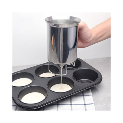 Handheld Stainless Steel Batter Dispenser 900ml Cupcake Batter Funnel Mixing Batter Separator (No FDA)