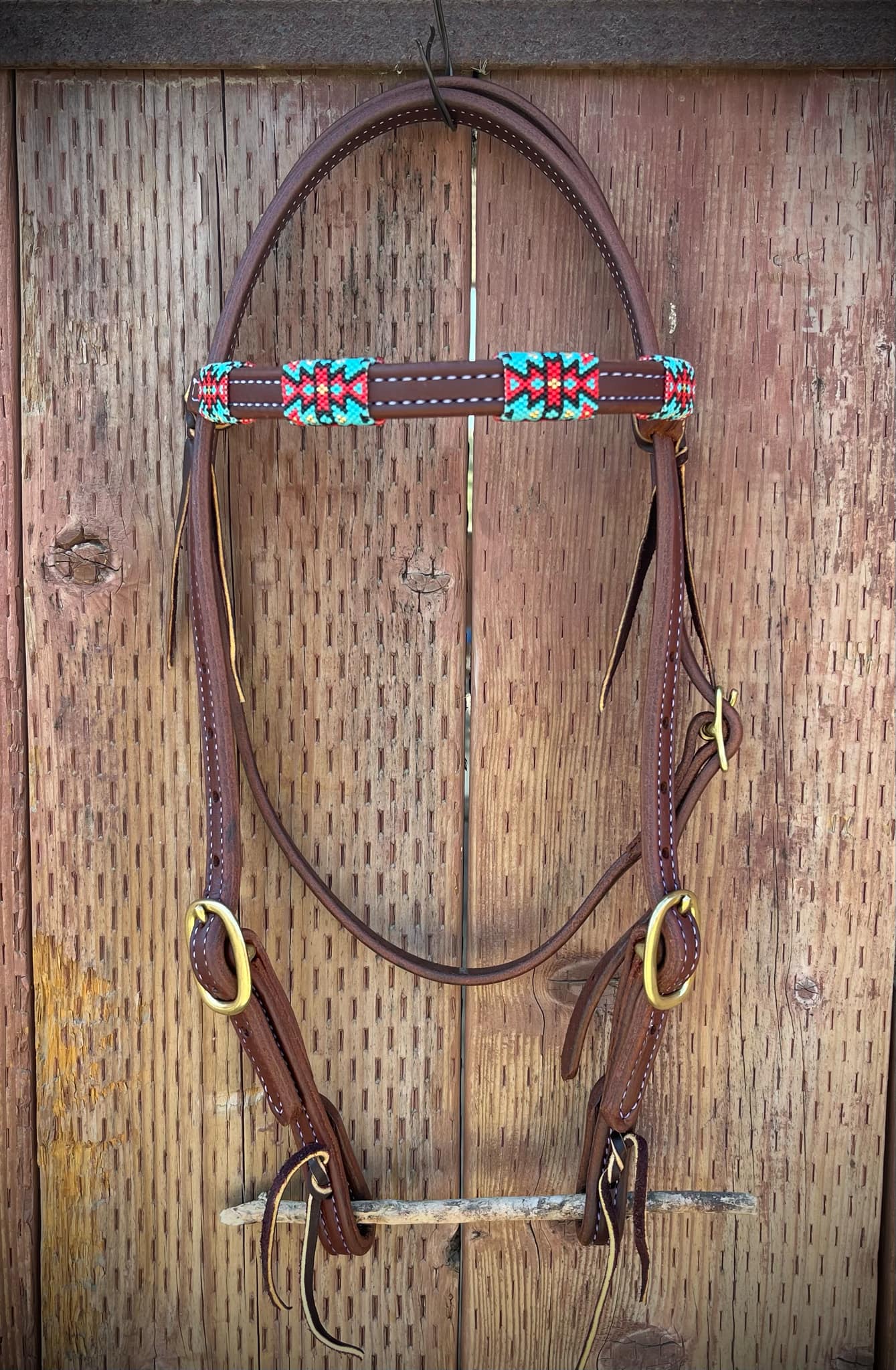 Cross Spades Beadwork Retro Hand Beaded Headstall