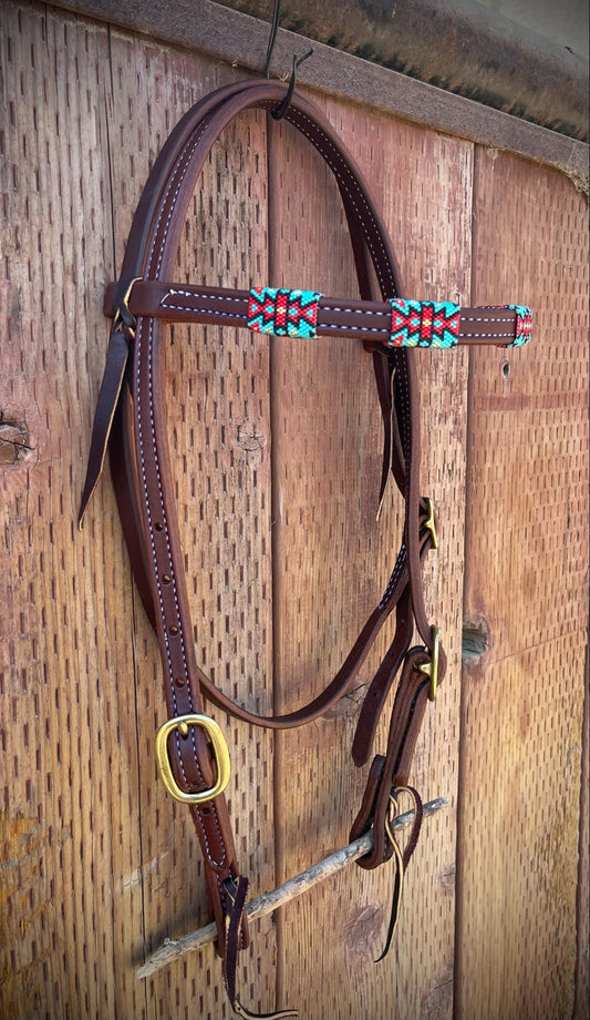 Cross Spades Beadwork Retro Hand Beaded Headstall