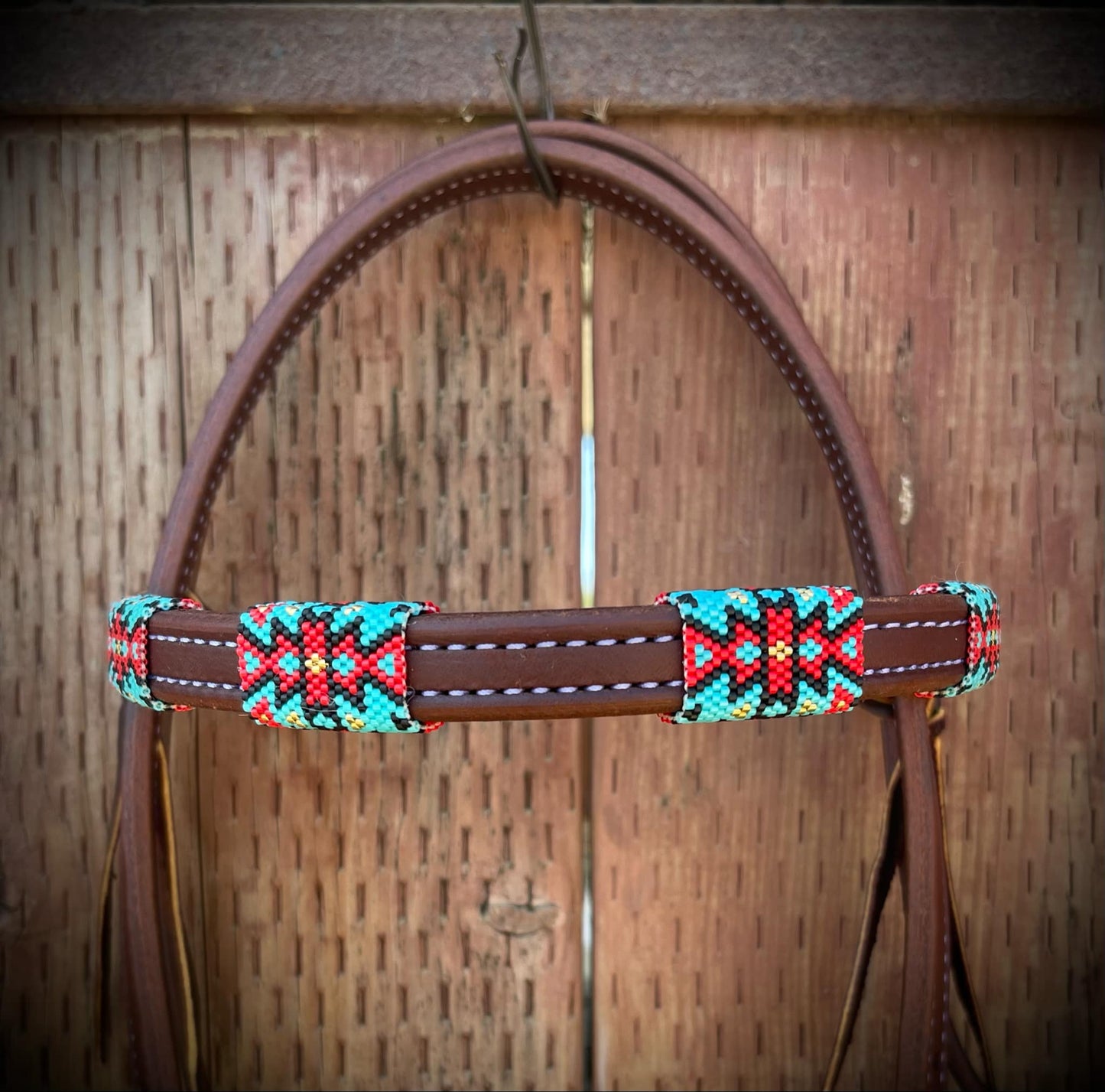 Cross Spades Beadwork Retro Hand Beaded Headstall