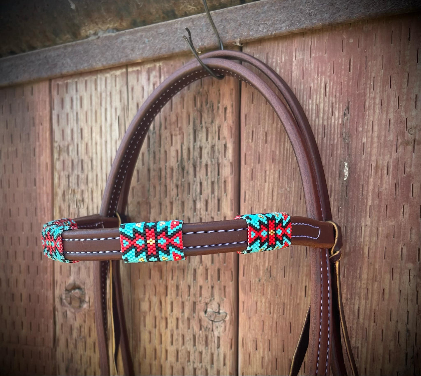 Cross Spades Beadwork Retro Hand Beaded Headstall