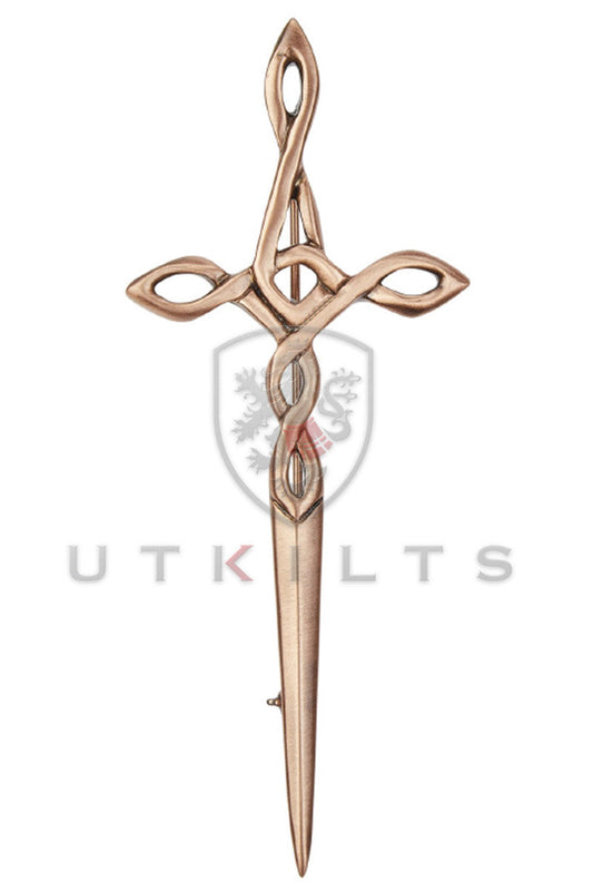 Kilt Pin – Inverloch, Celtic Cross Swirl Copper Finish